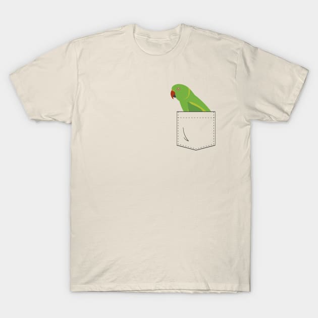 Indian Ringneck Parakeet Parrot Female Front Pocket T-Shirt by Einstein Parrot